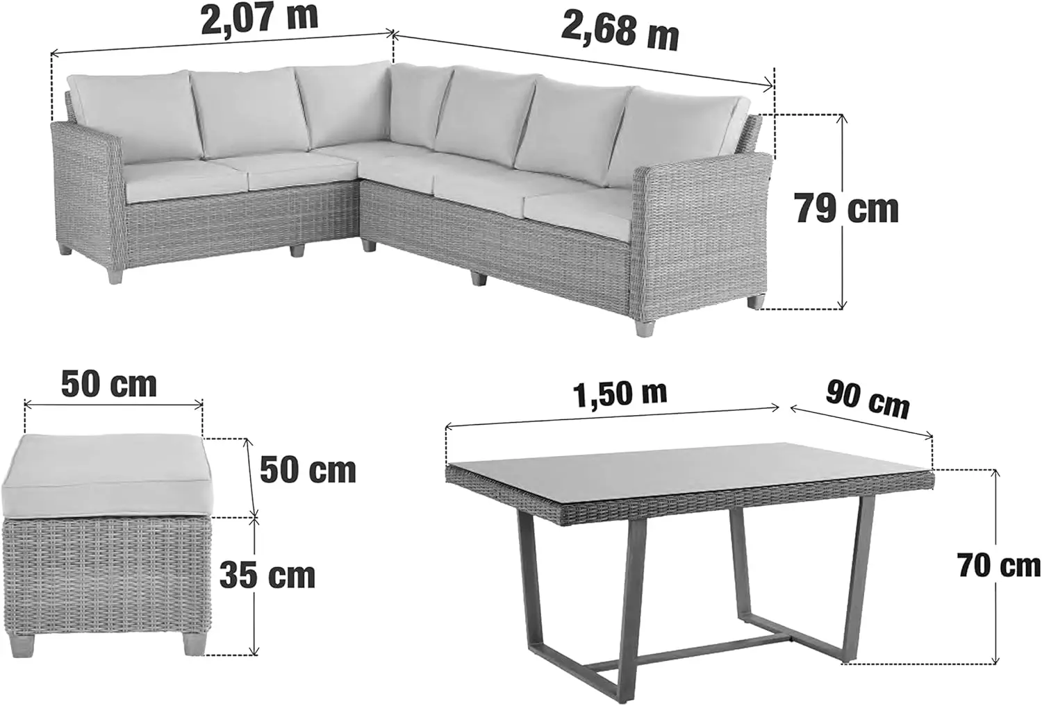 Set mobilier de gradina Naterial Medena (Beige) - 4