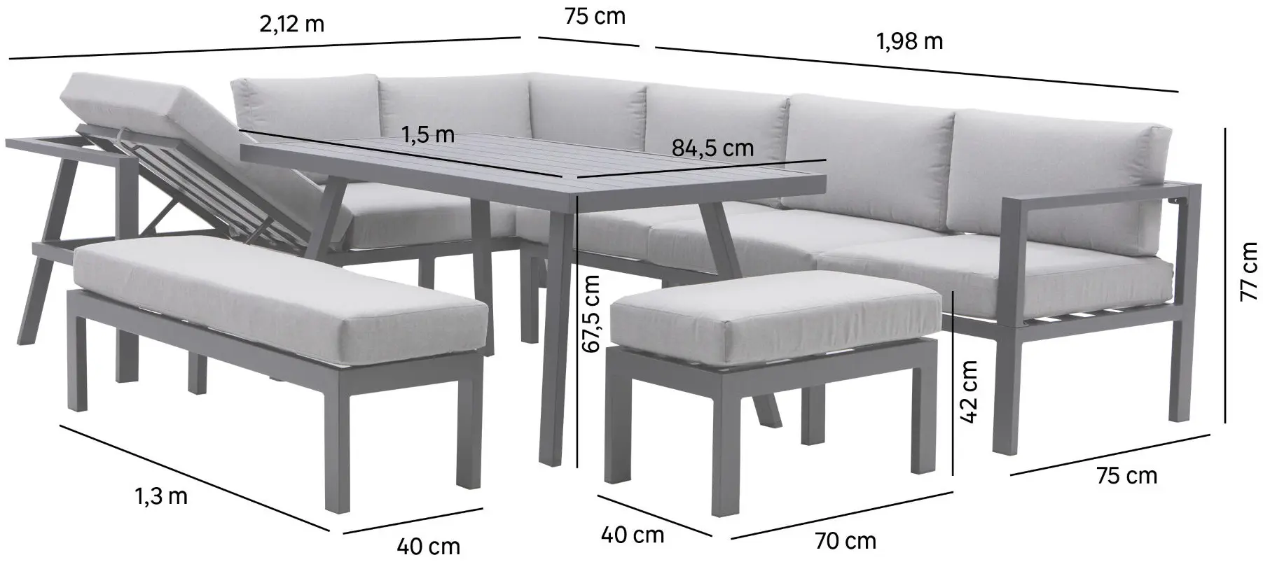 Set mobilier de gradina Naterial Naxos (Grey) - 7