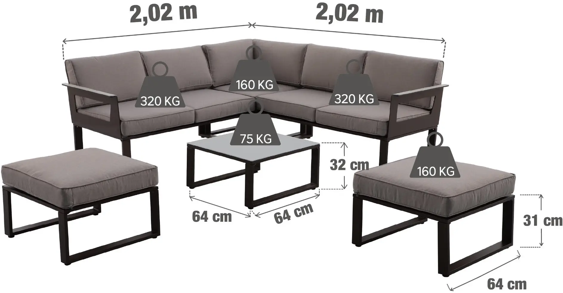 Set mobilier de gradina Naterial Odyssea (Brown) - 6