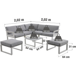 Set mobilier de gradina Naterial Odyssea (White/Gray) Thumb