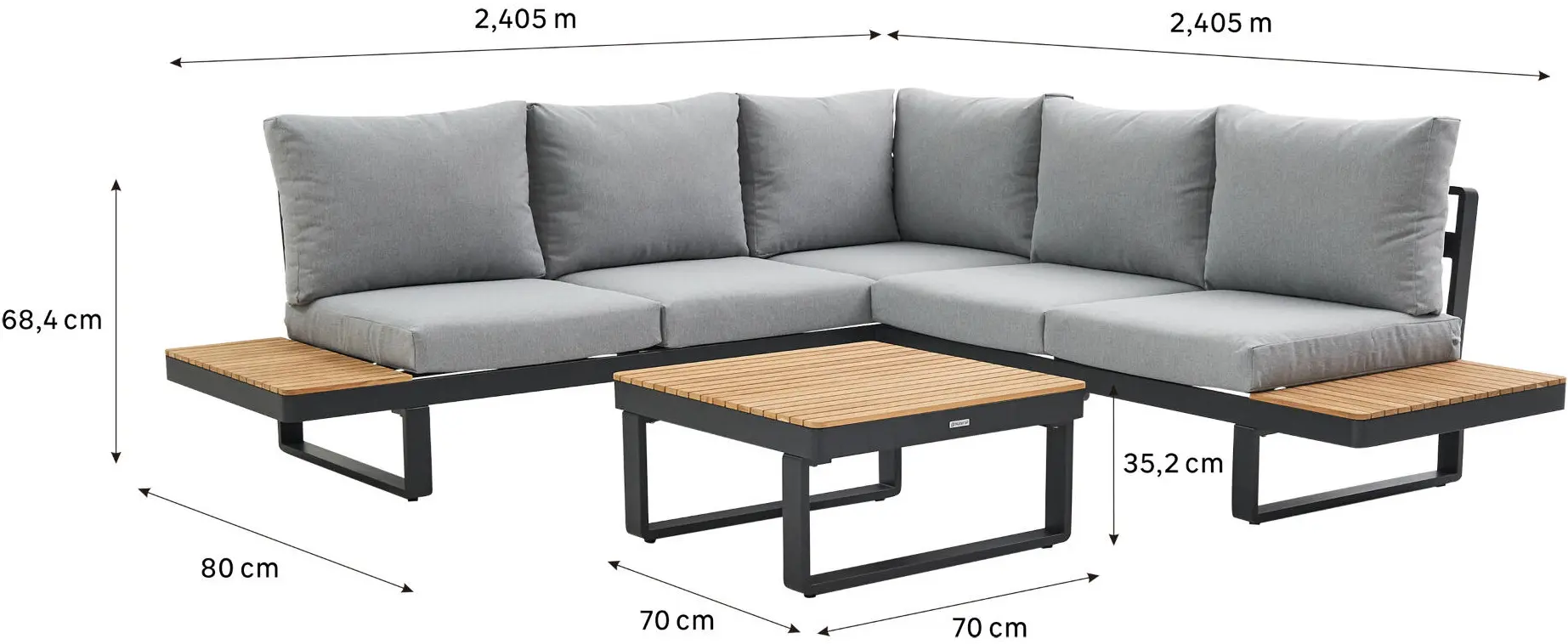 Set mobilier de gradina Naterial Persea (Grey) - 7