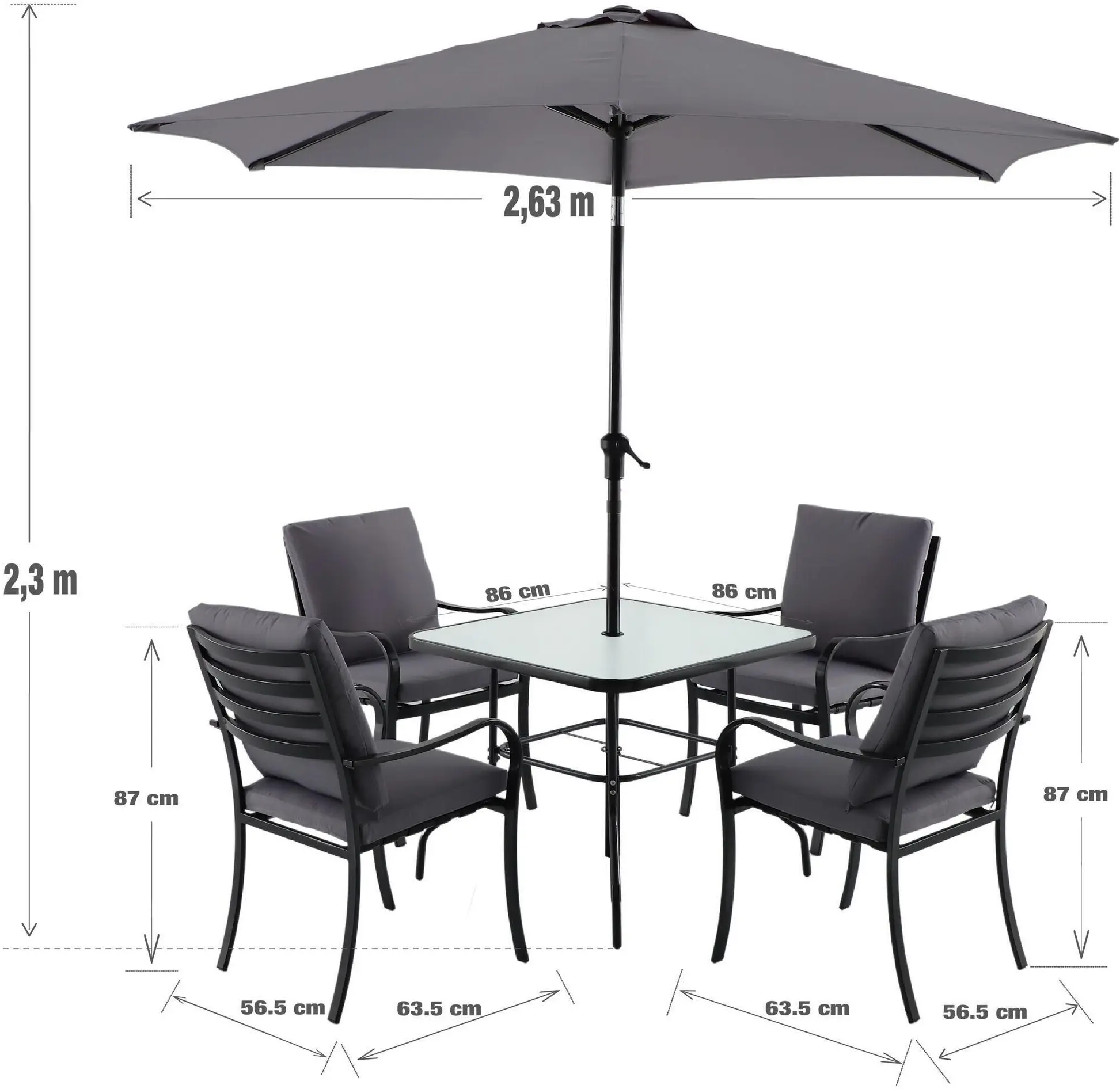Set mobilier de gradina Naterial Rono (Grey) - 9