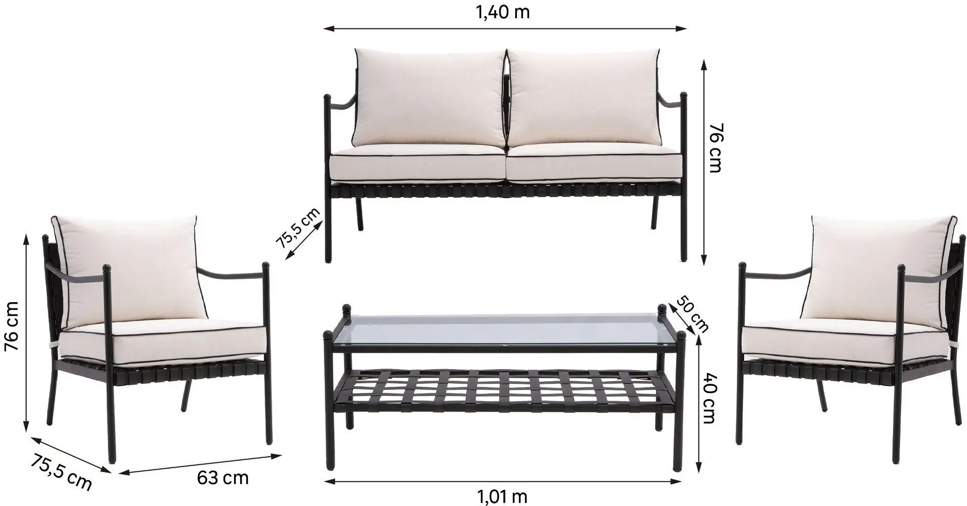 Set mobilier de gradina Naterial Victoria (Beige) - 6