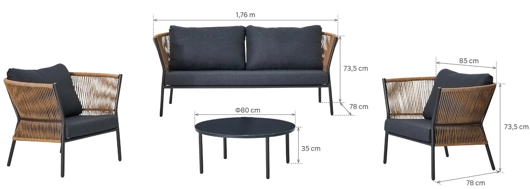 Set mobilier de gradina Fuji (Grey/Brown) - 8