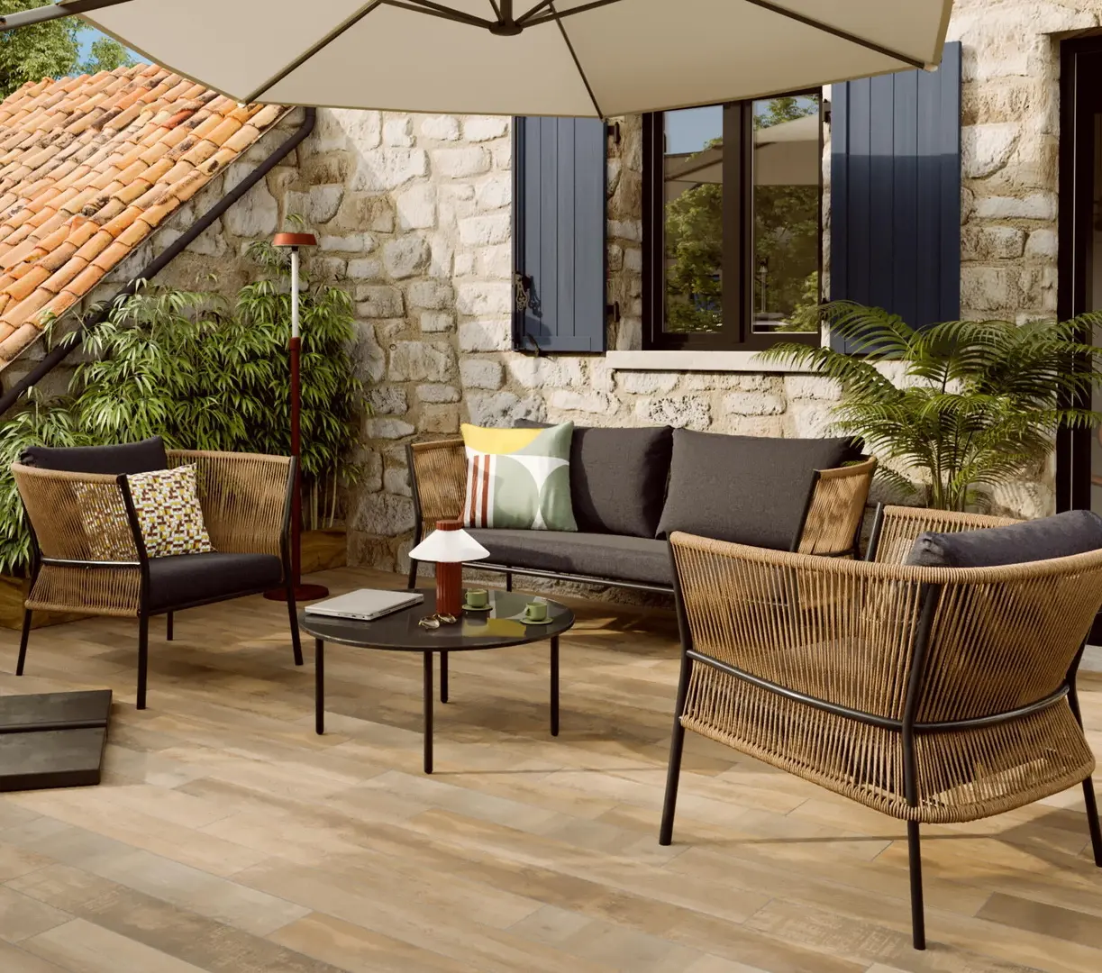 Set mobilier de gradina Fuji (Grey/Brown)