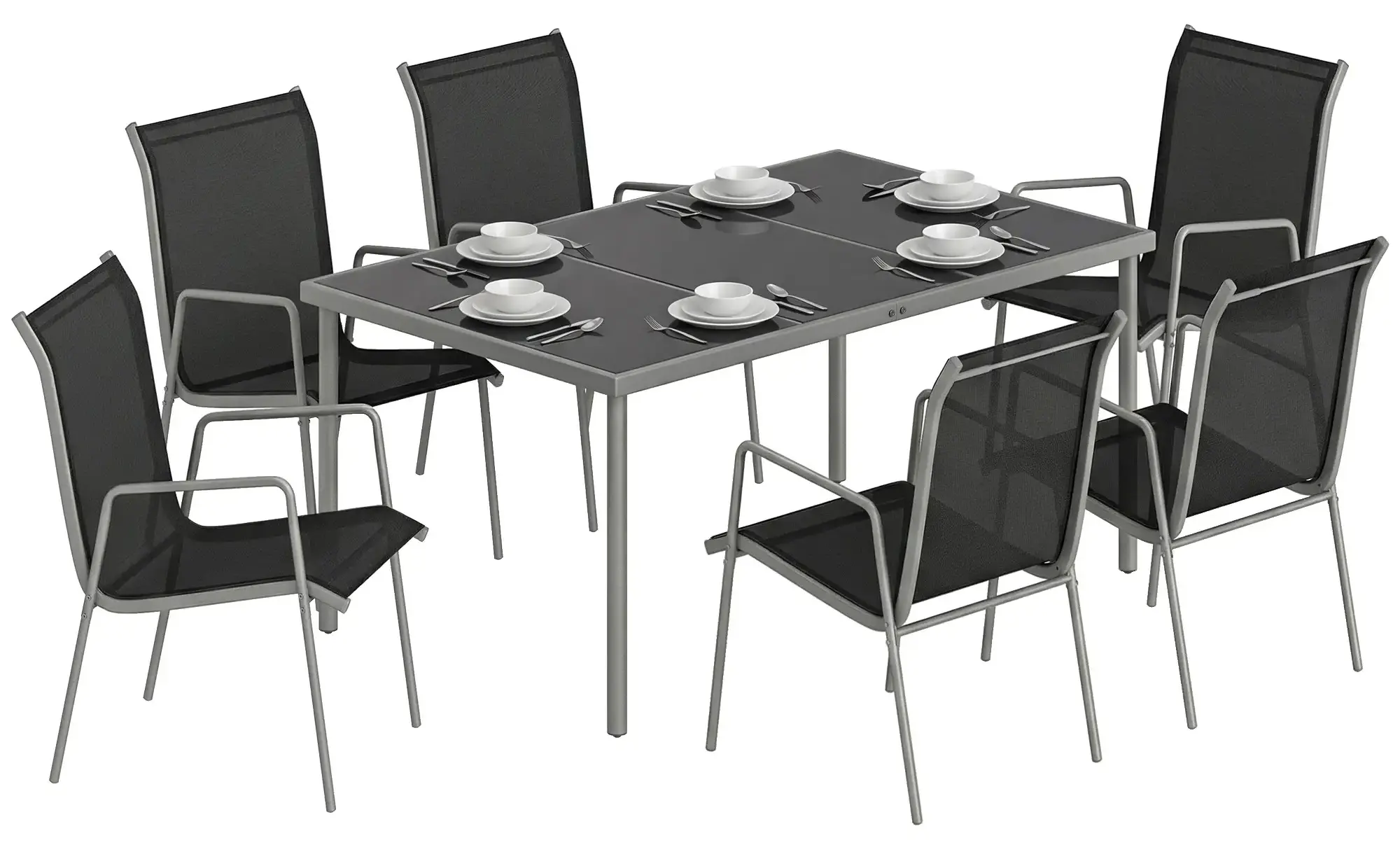 Комплект садовой мебели Outsunny 84B-422V02SR (Black/Grey) - 2