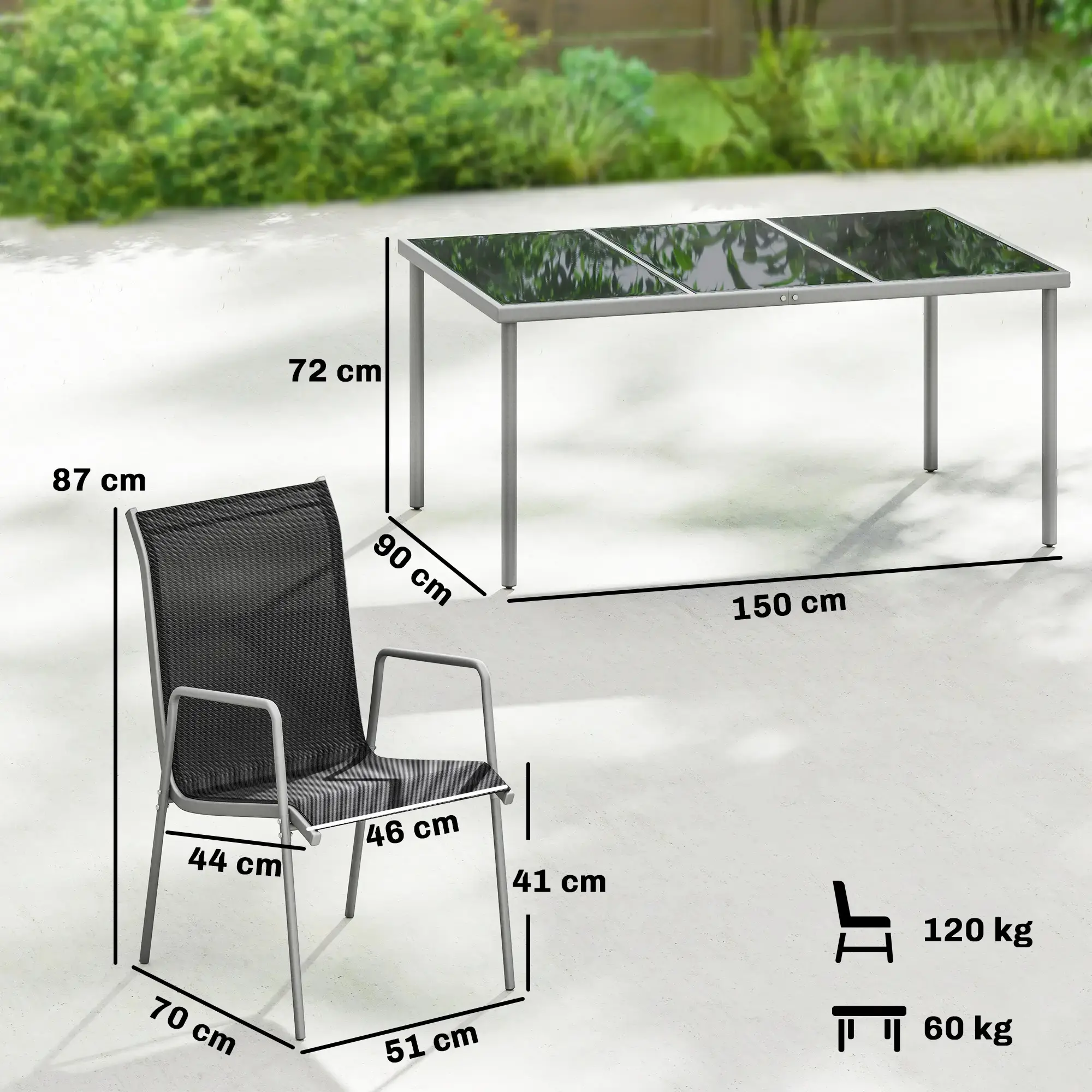 Комплект садовой мебели Outsunny 84B-422V02SR (Black/Grey) - 4