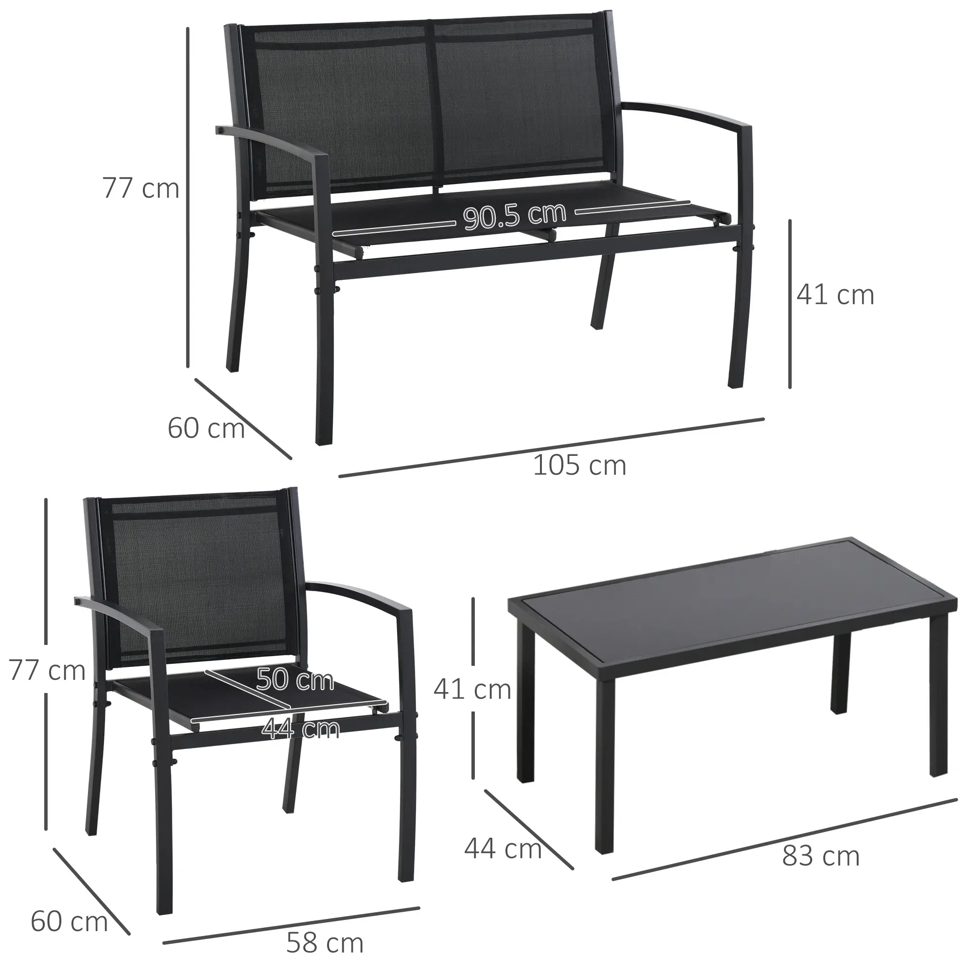 Set mobilier de gradina Outsunny 84B-508 (Black) - 4