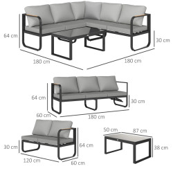 Set mobilier de gradina Outsunny 84G-693V00GY (Grey) Thumb