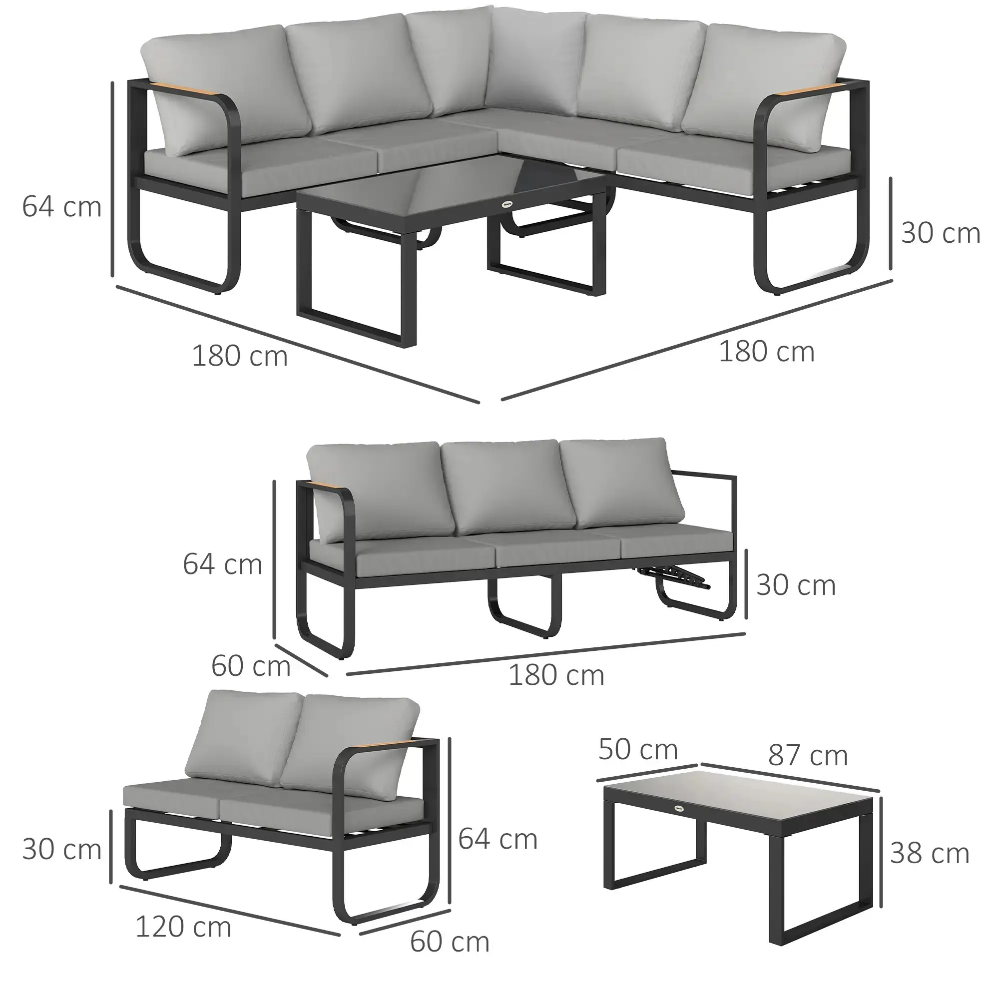 Set mobilier de gradina Outsunny 84G-693V00GY (Grey) - 3
