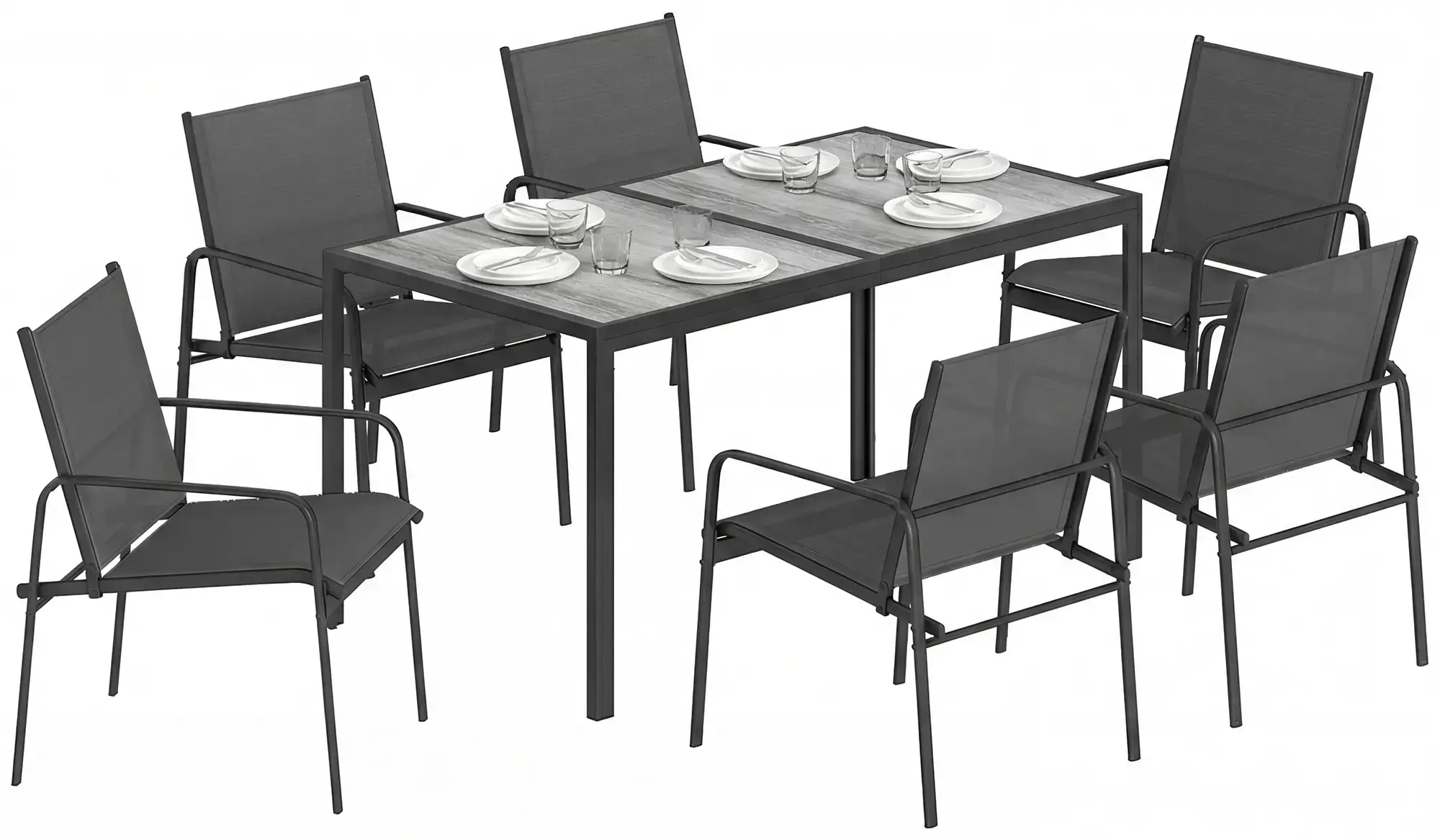 Set mobilier de gradina Outsunny 84G-887V00BK (Black/Grey) - 2