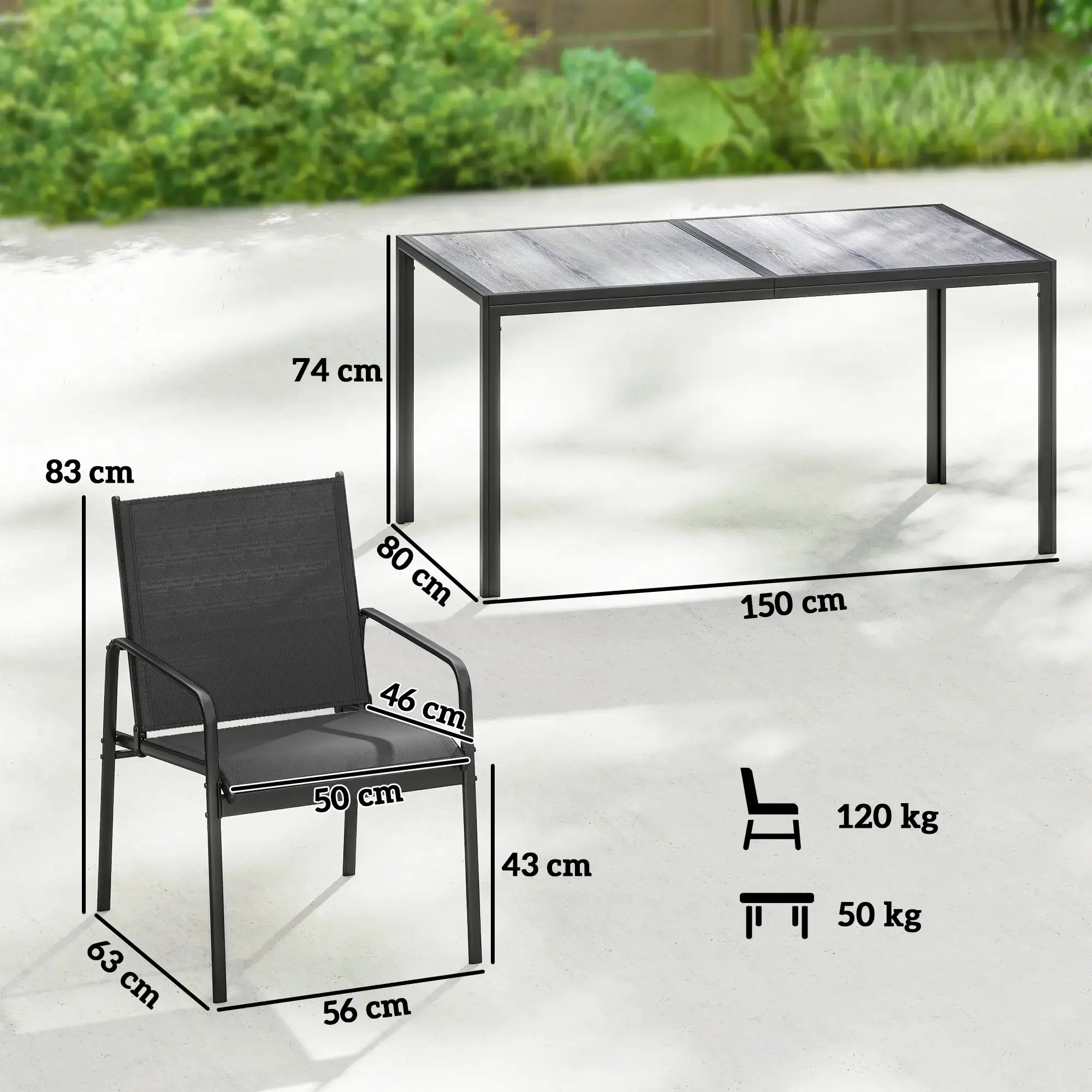 Set mobilier de gradina Outsunny 84G-887V00BK (Black/Grey) - 4
