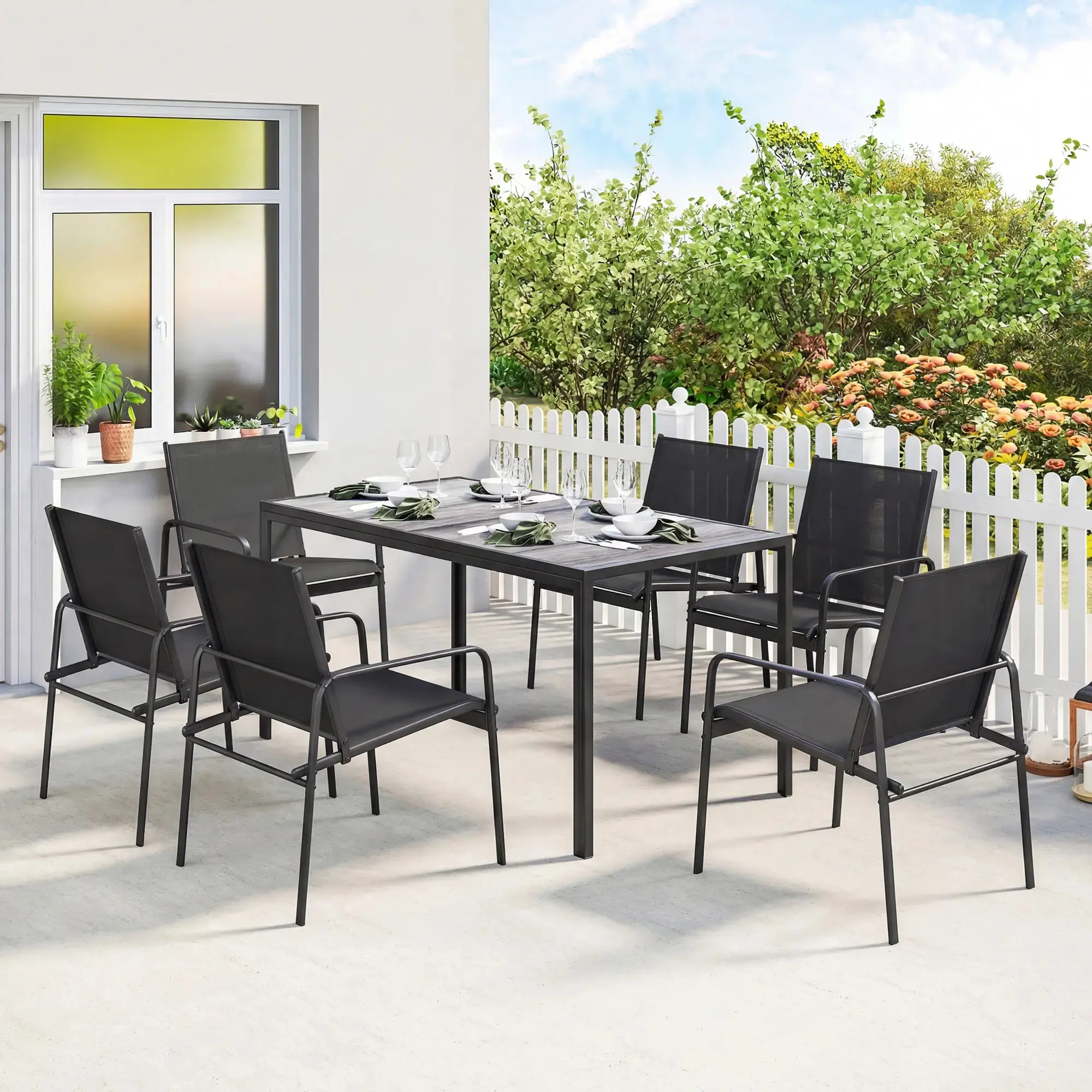 Set mobilier de gradina Outsunny 84G-887V00BK (Black/Grey) - 5
