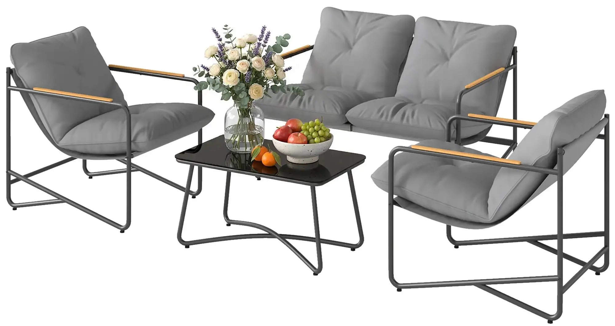 Комплект садовой мебели Outsunny 84G-962V00LG (Light Grey/Black) - 2