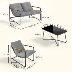 Комплект садовой мебели Outsunny 84G-962V00LG (Light Grey/Black) Thumb