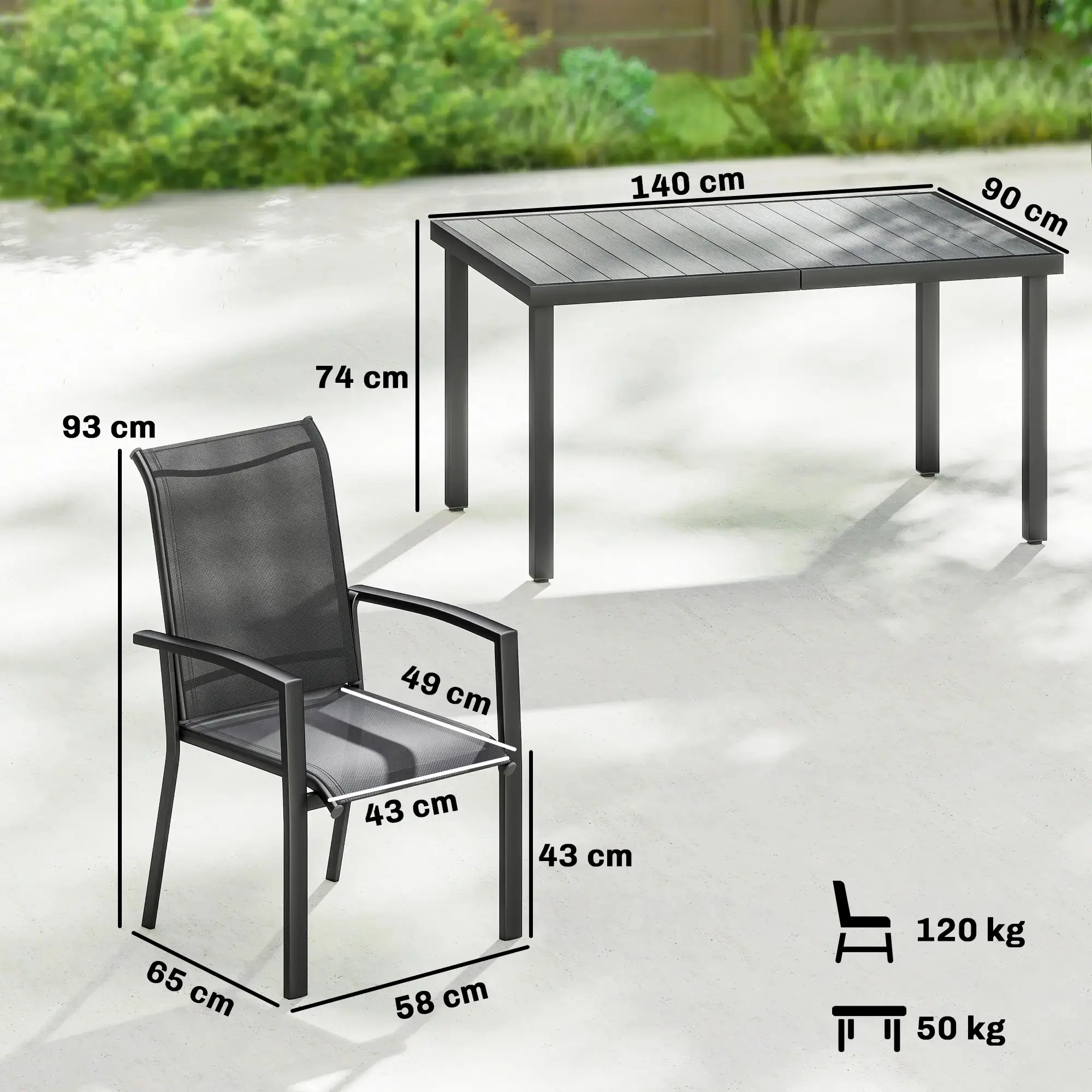 Комплект садовой мебели Outsunny 84K-004V00GY (Black/Grey) - 4