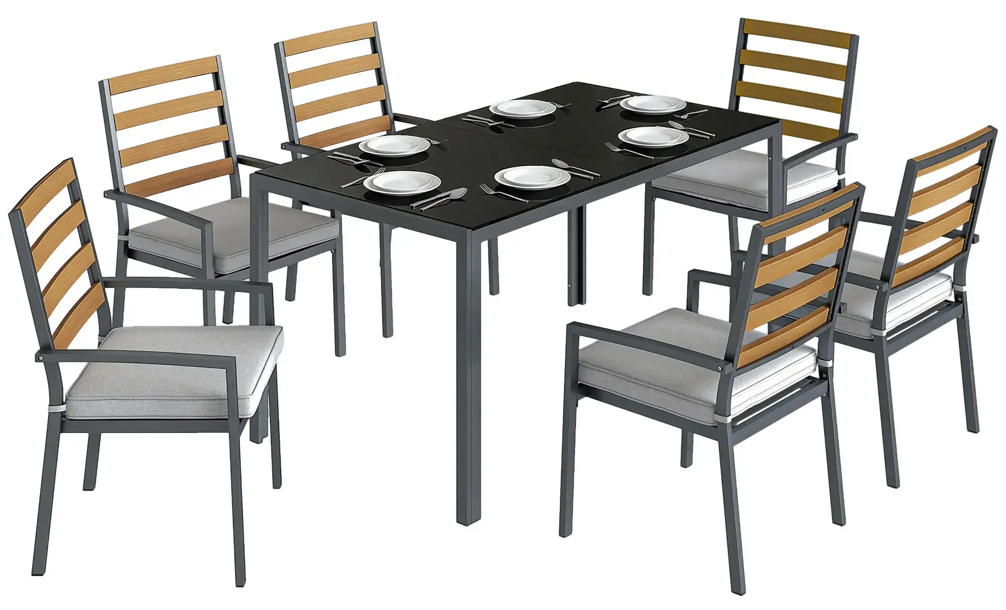 Комплект садовой мебели Outsunny 84K-083V01BK (Black/Grey) - 2