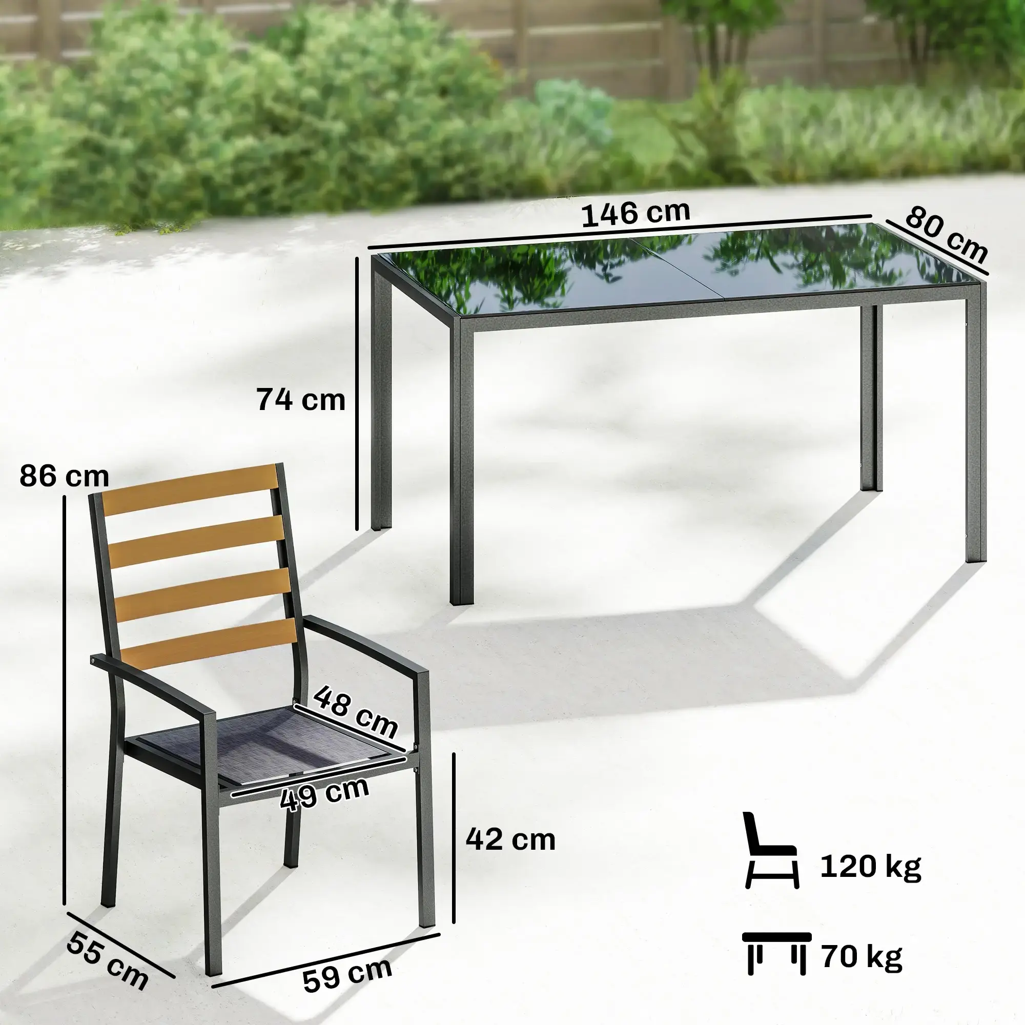 Комплект садовой мебели Outsunny 84K-083V01BK (Black/Grey) - 4