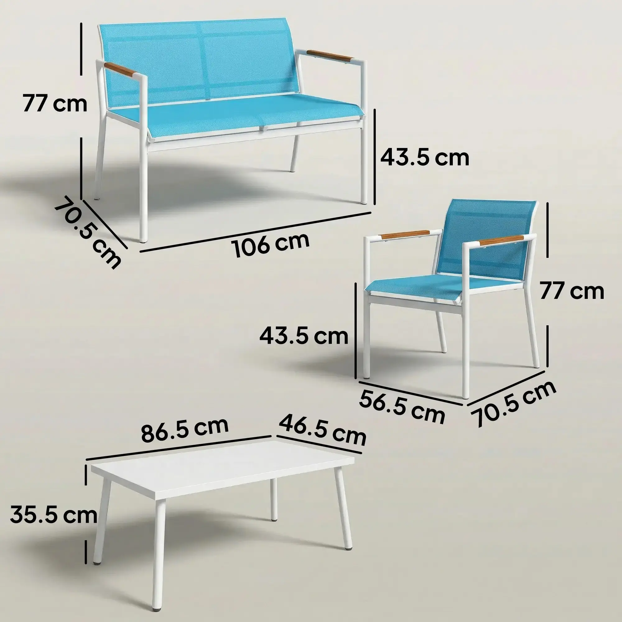 Set mobilier de gradina Outsunny 84K-127V00BU (Blue/White) - 4