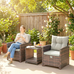 Set mobilier de gradina Outsunny 867-309V01CW (Brown/Cream White) Thumb