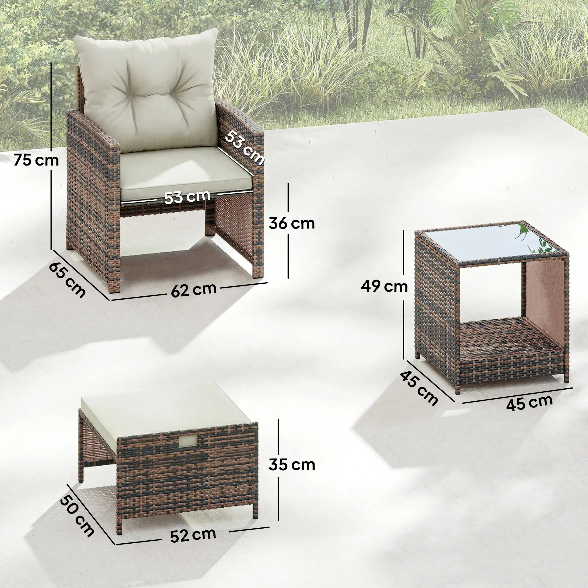 Set mobilier de gradina Outsunny 867-309V01CW (Brown/Cream White) - 10