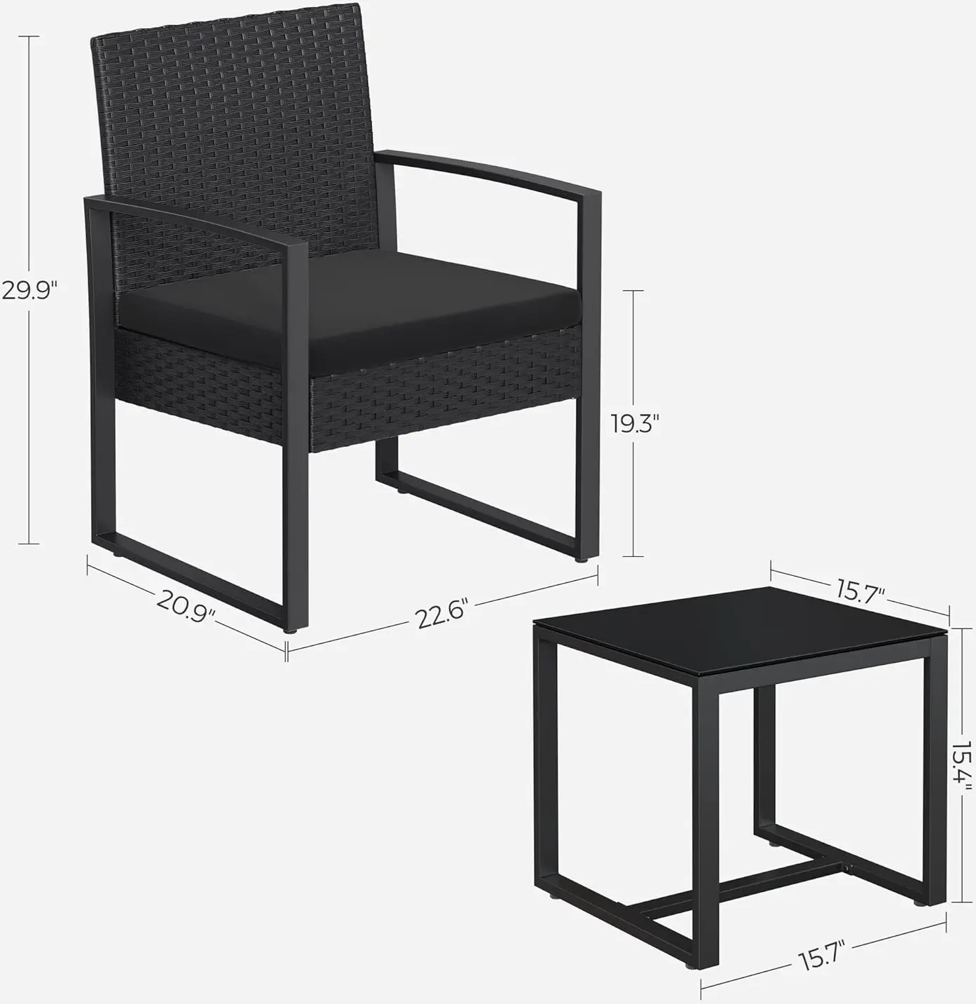 Комплект садовой мебели Songmics GGF010B01 (Black) - 8