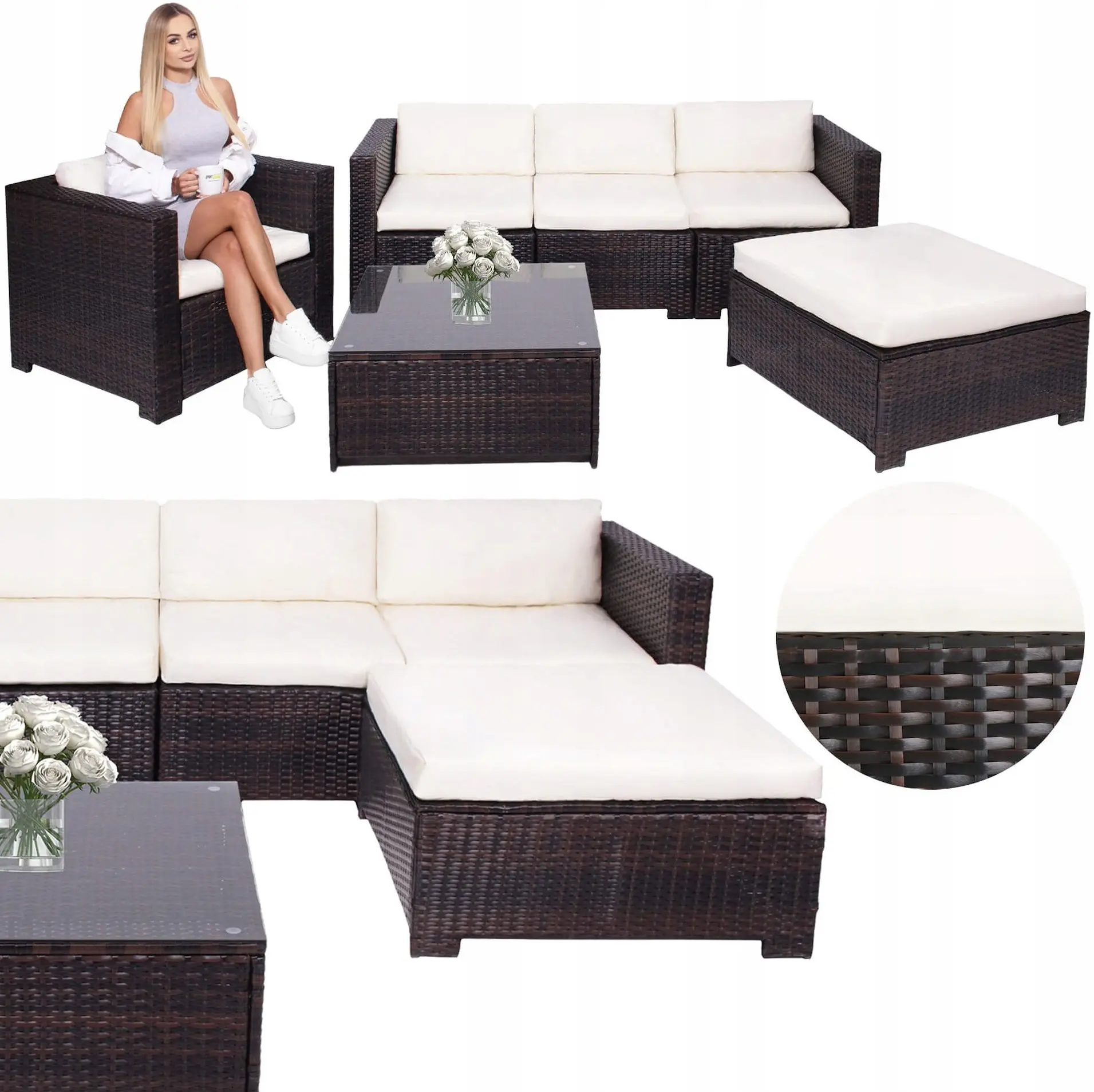 Set mobilier de gradina Springos GF0062A (Brown/Cream) - 2