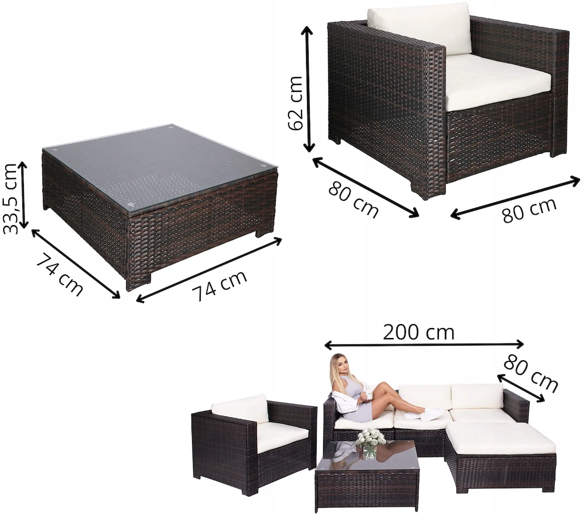 Set mobilier de gradina Springos GF0062A (Brown/Cream) - 6