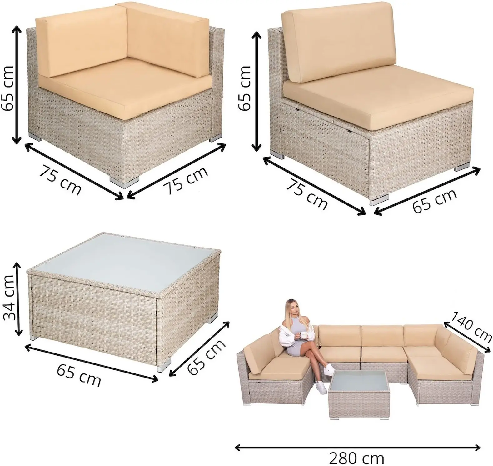 Set mobilier de gradina Springos GF0064A (Beige) - 10