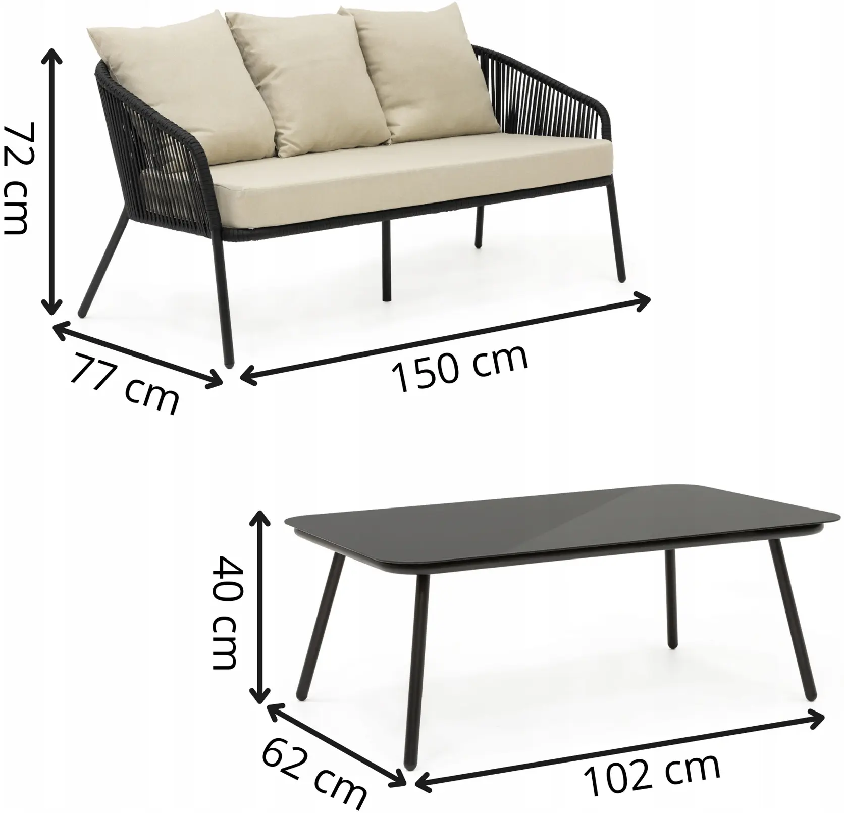 Set mobilier de gradina Springos GF0116 (Black/Beige) - 7