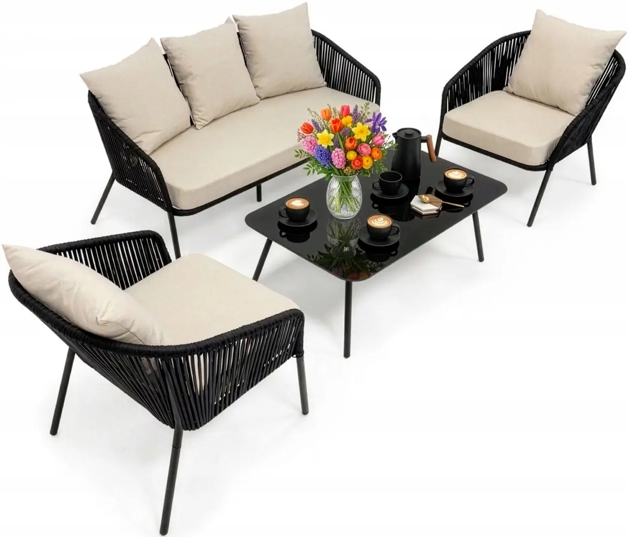 Set mobilier de gradina Springos GF0116 (Black/Beige)