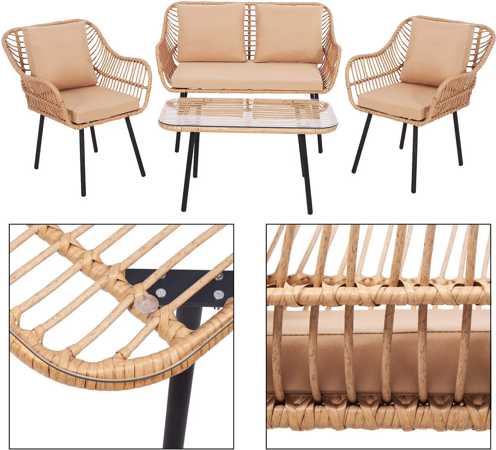 Set mobilier de gradina Springos Japandi GF0069 (Beige) - 8