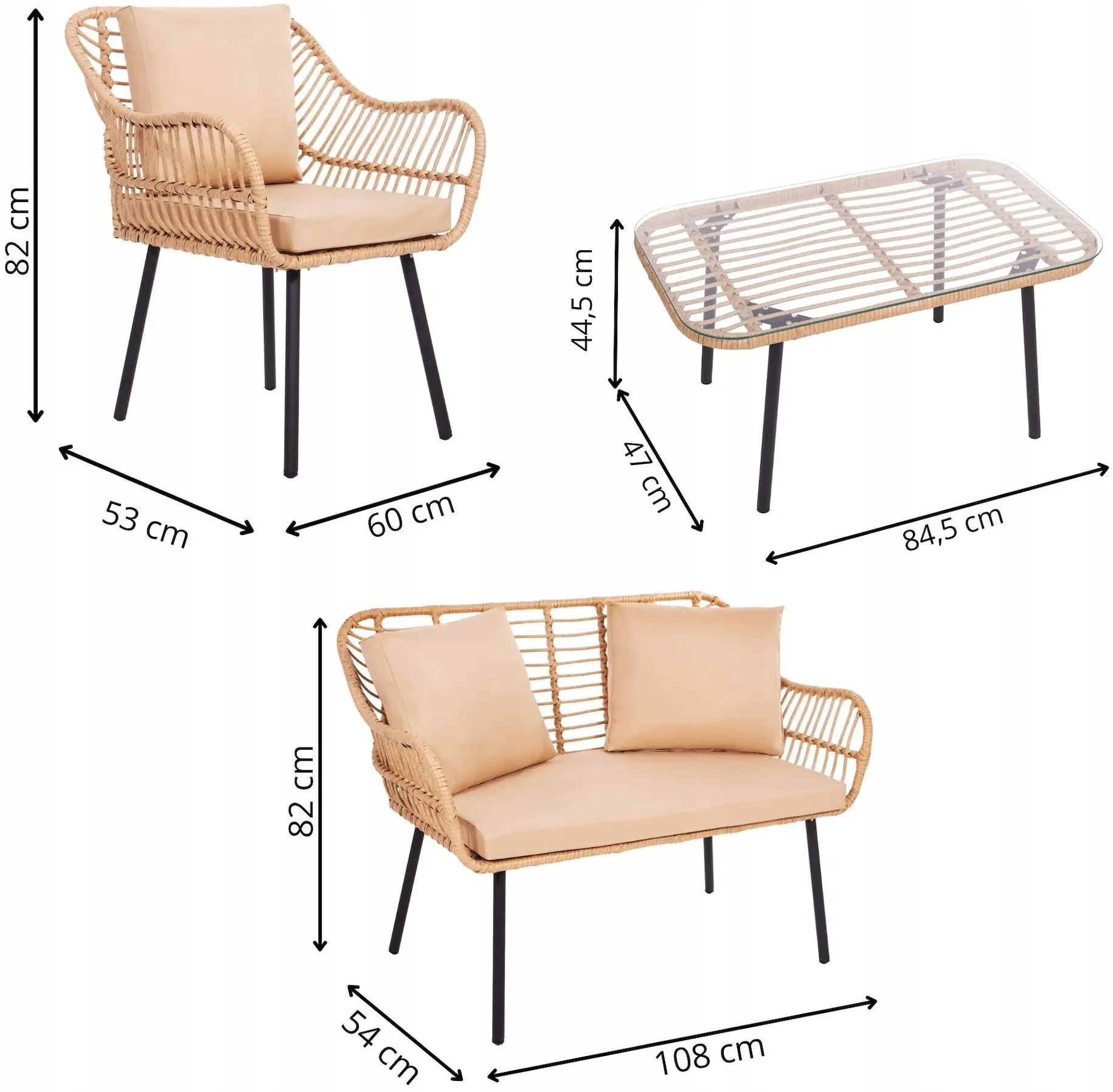 Set mobilier de gradina Springos Japandi GF0069 (Beige) - 9