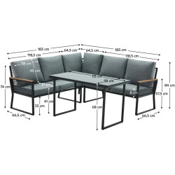 Set mobilier de gradina Tempo Kondela Farly (Black/Gray) Thumb
