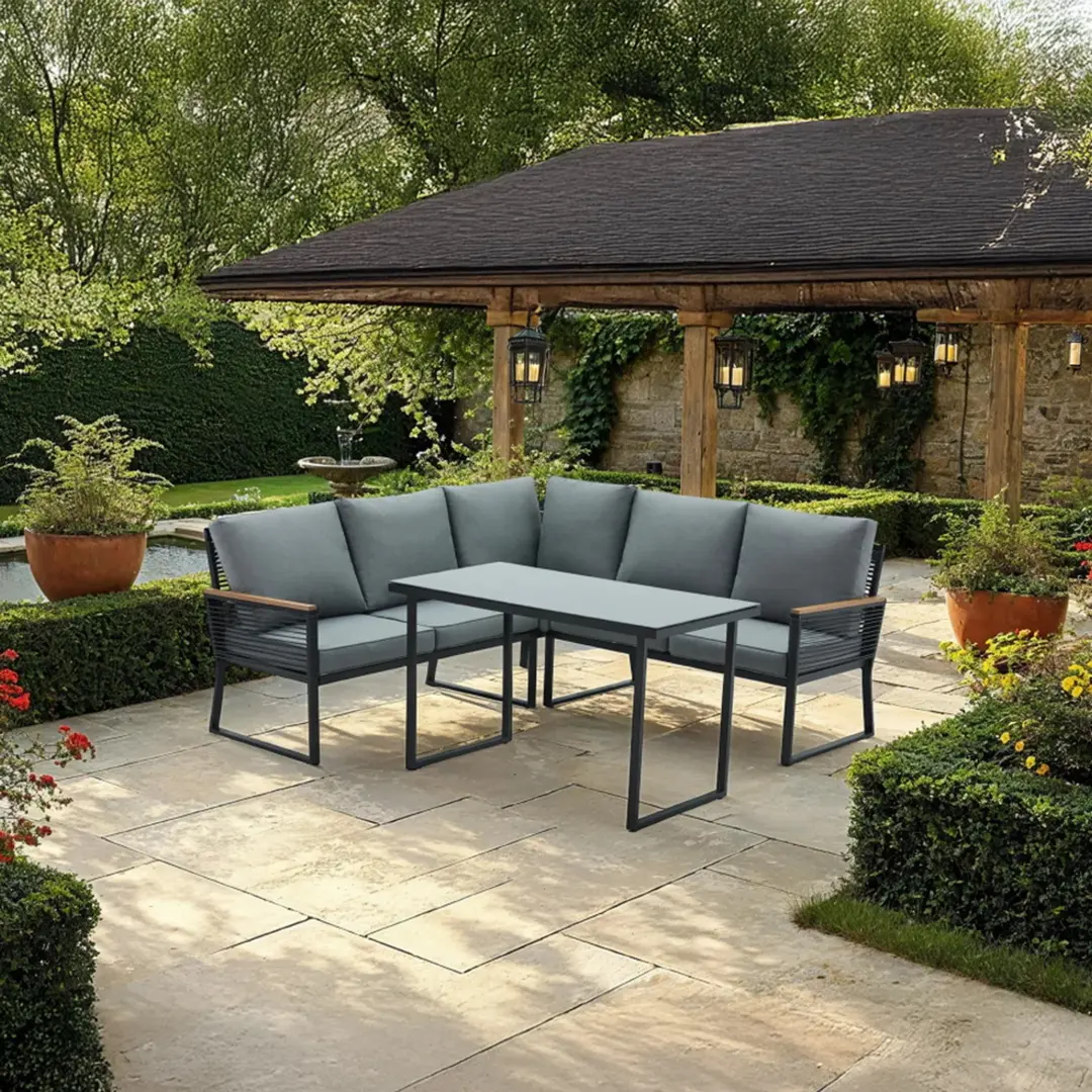 Set mobilier de gradina Tempo Kondela Farly (Black/Gray)