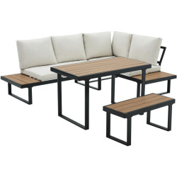 Set mobilier de gradina Tempo Kondela Flojd (Cream/Oak) Thumb