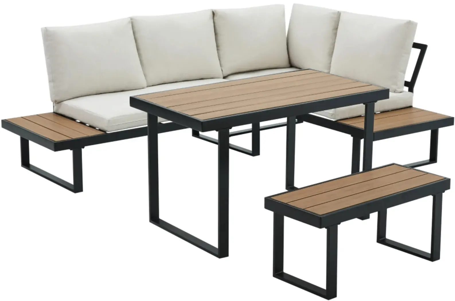 Set mobilier de gradina Tempo Kondela Flojd (Cream/Oak) - 2