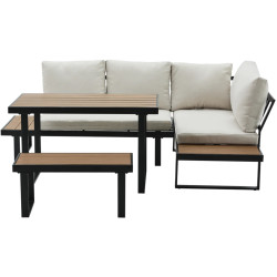 Set mobilier de gradina Tempo Kondela Flojd (Cream/Oak) Thumb