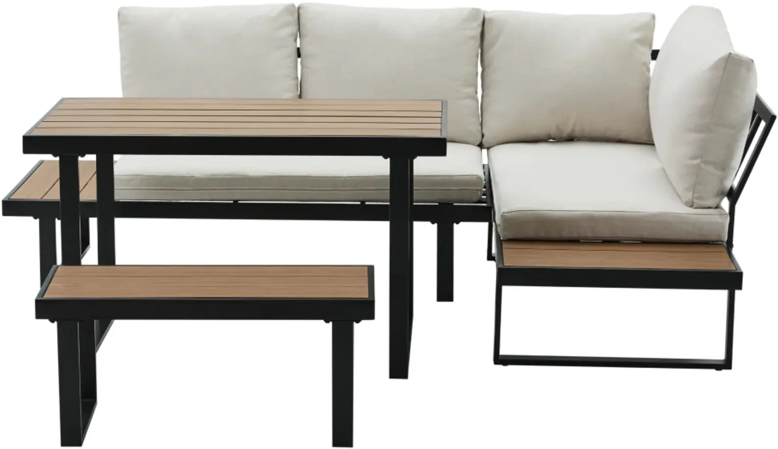 Set mobilier de gradina Tempo Kondela Flojd (Cream/Oak) - 3