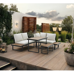 Set mobilier de gradina Tempo Kondela Flojd (Cream/Oak)