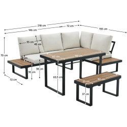 Set mobilier de gradina Tempo Kondela Flojd (Cream/Oak) Thumb