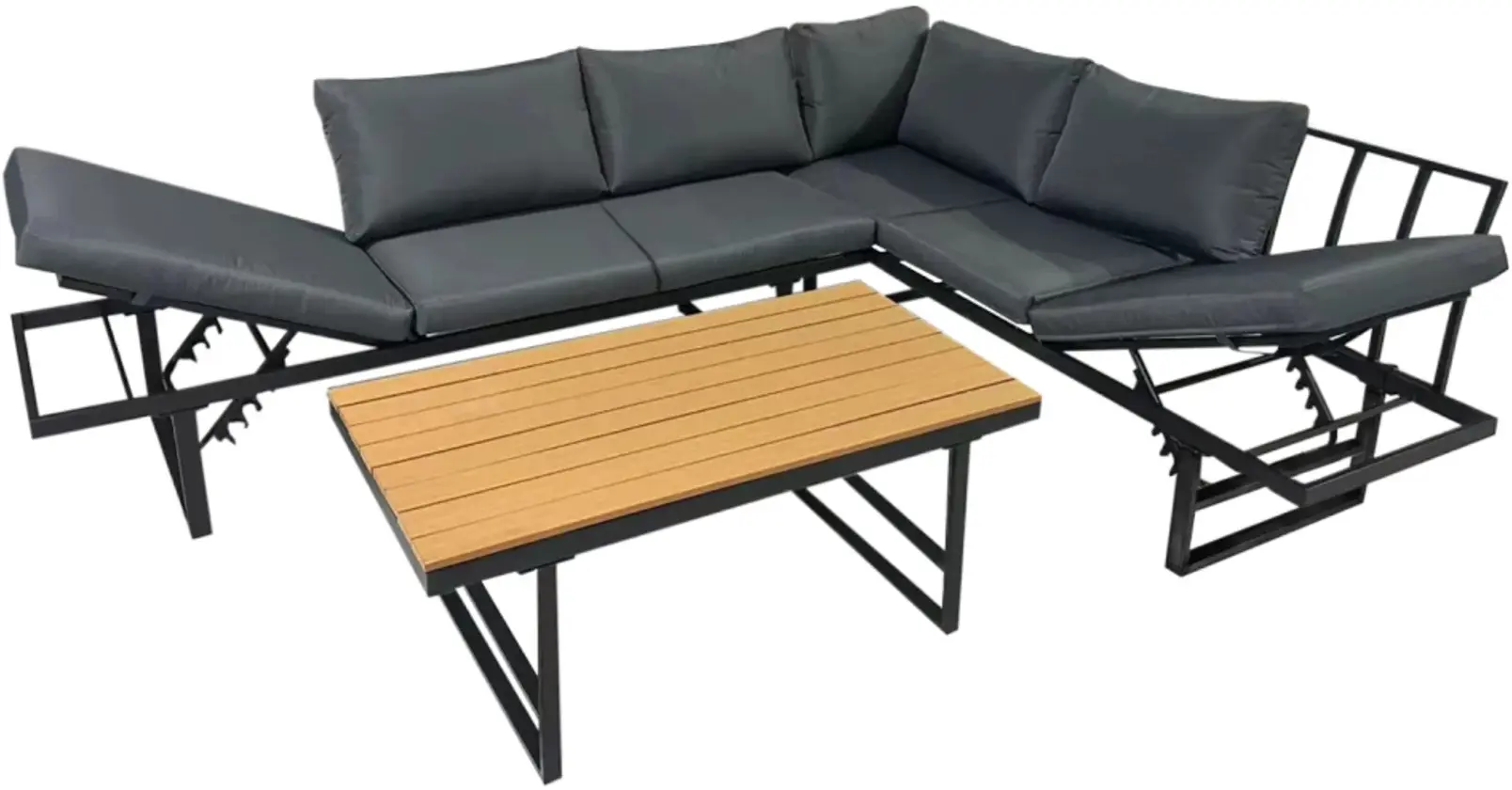 Set mobilier de gradina Tempo Kondela Ilaria (Gray/Natural) - 3