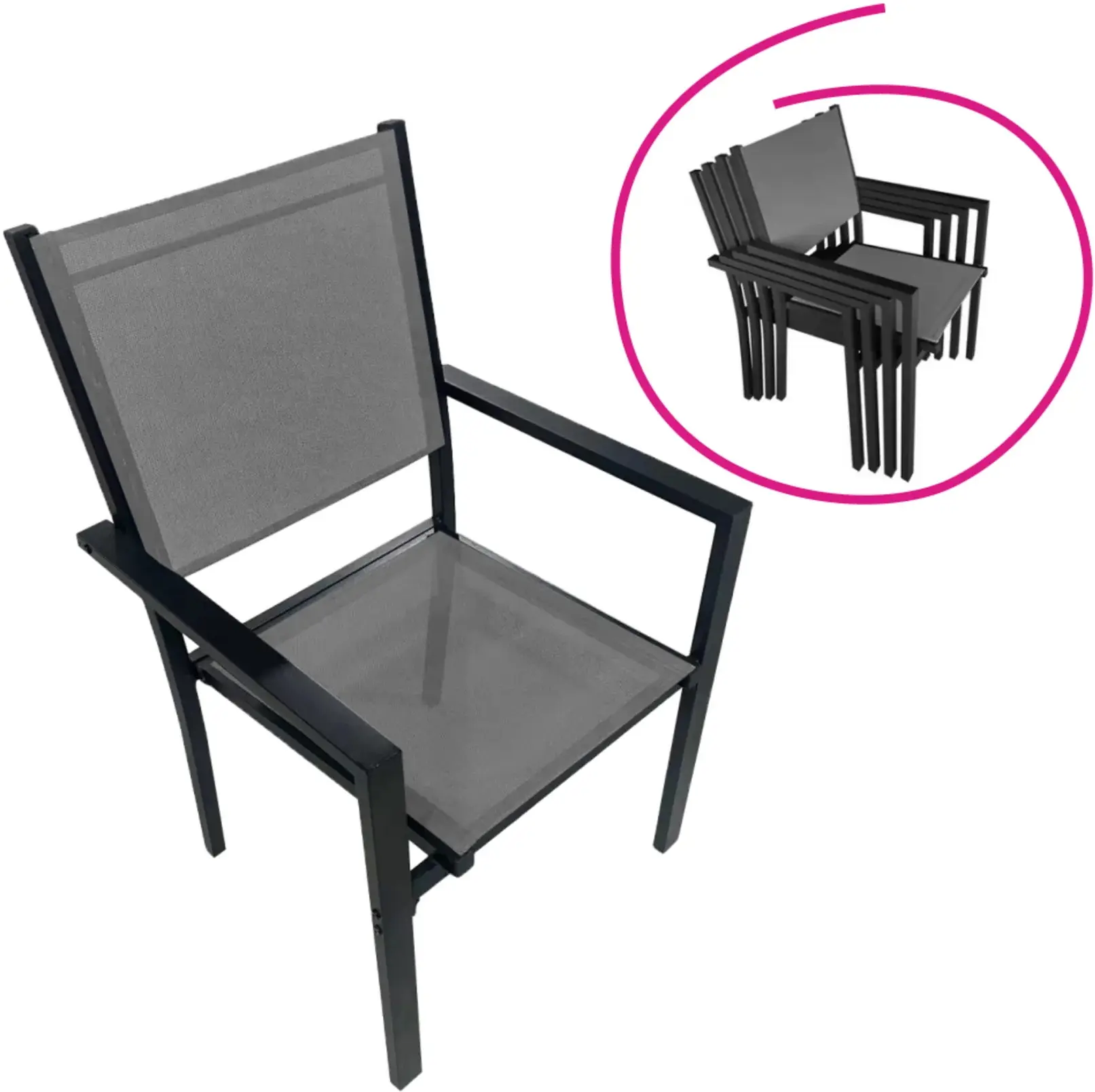 Set mobilier de gradina Tempo Kondela Kesios (Gray/Black) - 7