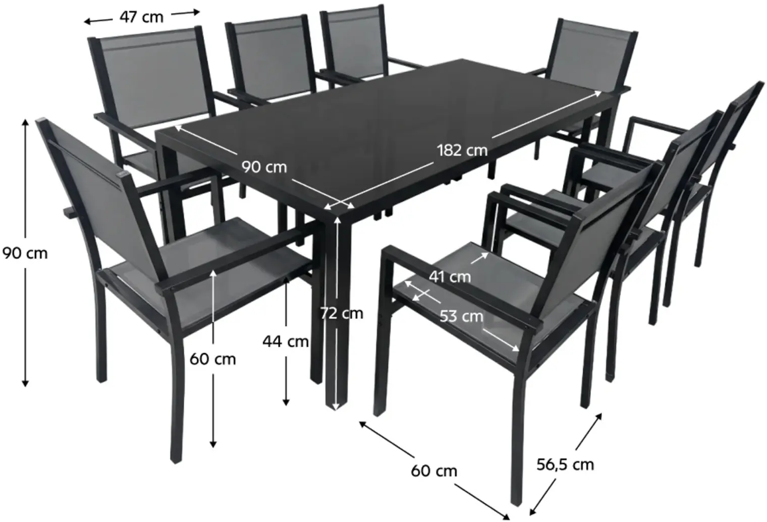 Set mobilier de gradina Tempo Kondela Kesios (Gray/Black) - 8