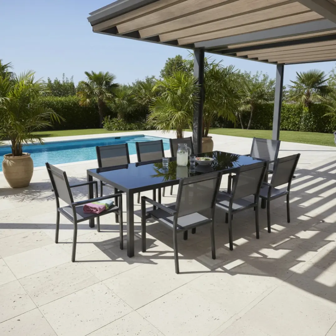Set mobilier de gradina Tempo Kondela Kesios (Gray/Black)