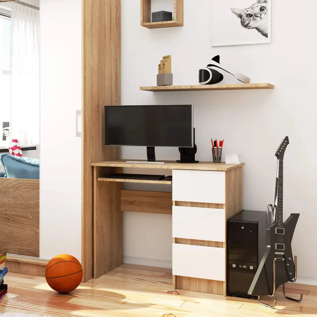 Компьютерный стол Akord A-6 90cm Right PK (Sonoma Oak/White)