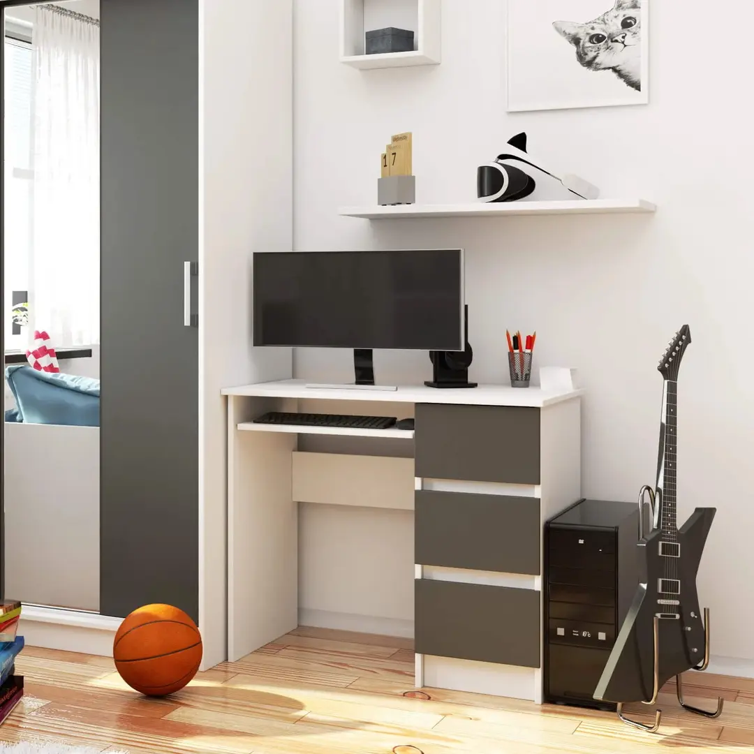 Компьютерный стол Akord A-6 90cm Right PK (White/Graphite Grey)