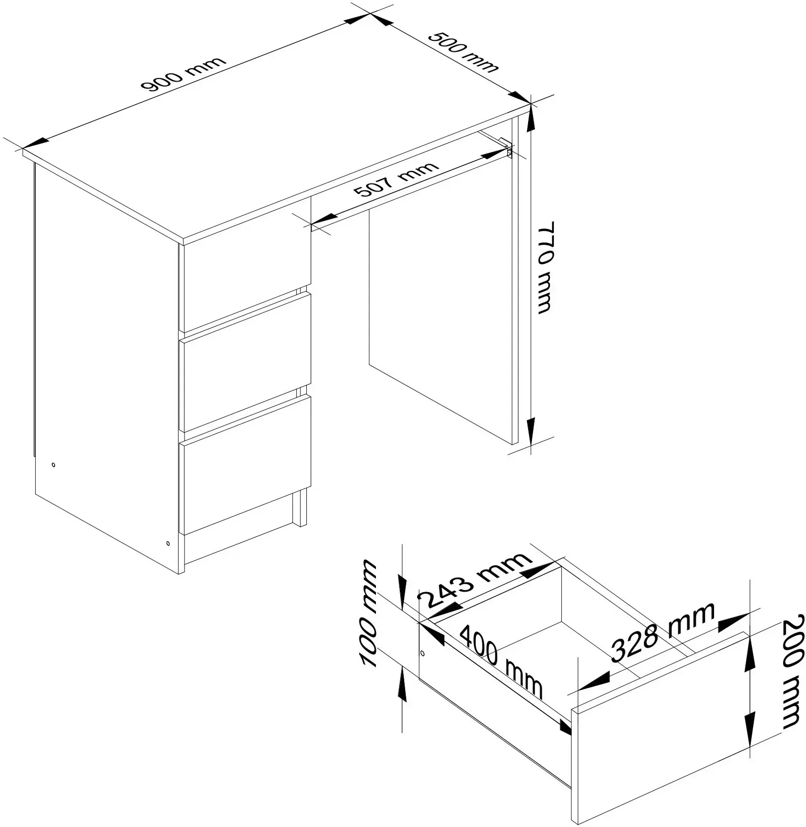 Masa de calculator Akord A-6 CLP PK 90cm Left (White) - 6