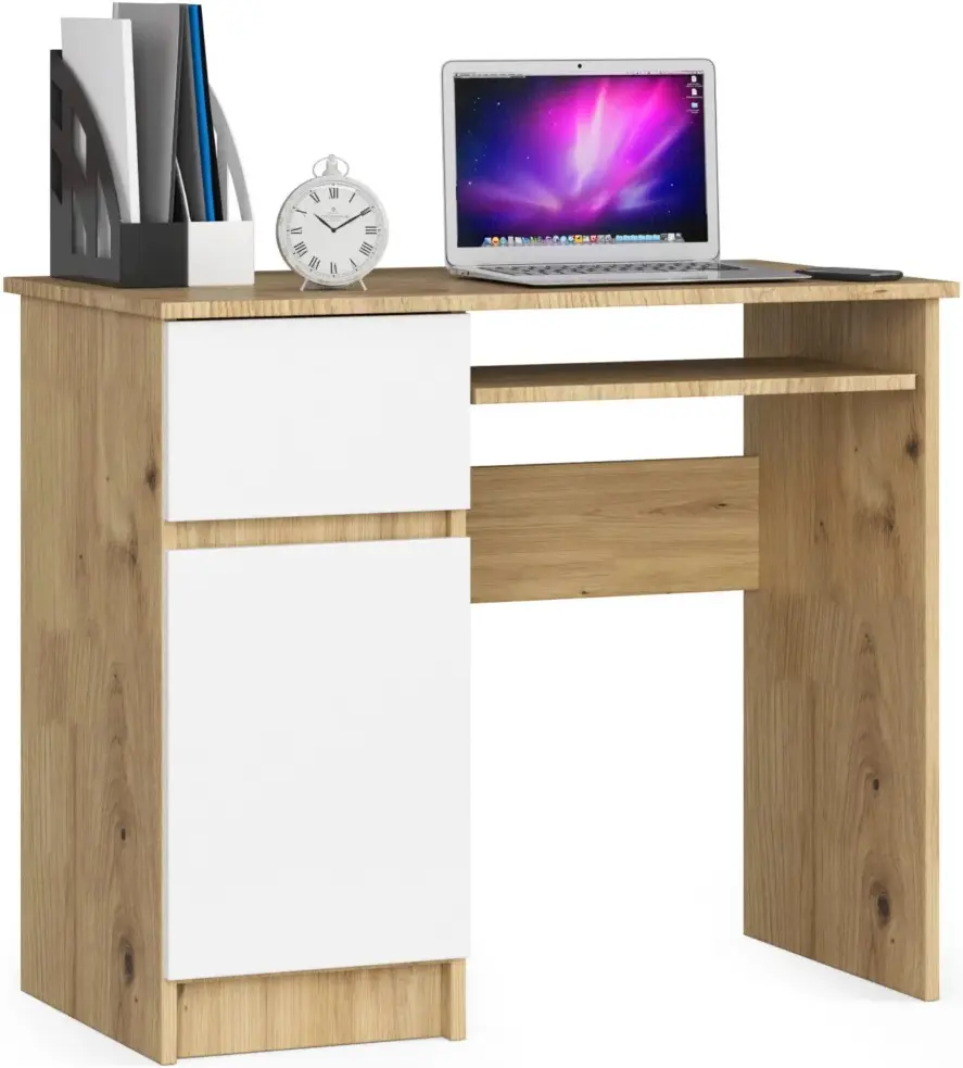 Компьютерный стол Akord Piksel 90cm PK Left (Artisan Oak/White) - 2
