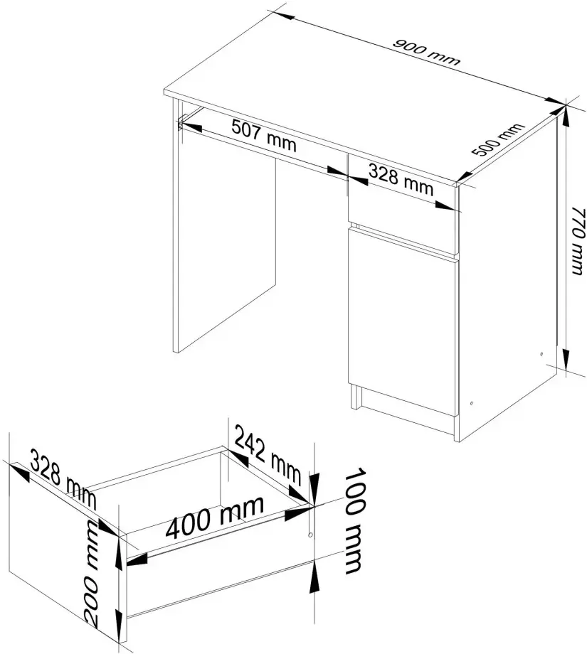 Компьютерный стол Akord Piksel 90cm PK Right (Wenge) - 5